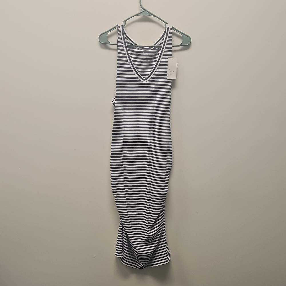 a new day Black and White Striped Midi Dress